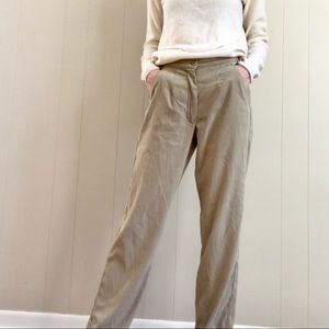 VTG Retro High Waisted Trousers Pants Pleated Tan